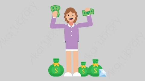 AE模板-WOMAN TEACHER 34 Money学校课堂女性教师老师财产财富钱扁平人物职业角色