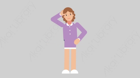AE模板-WOMAN TEACHER 53 Scratching Head学校课堂女性教师老师抓头扁平人物职业角色