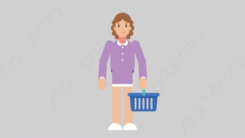 AE模板-WOMAN TEACHER 54 Shopping学校课堂女性教师老师购物扁平人物职业角色
