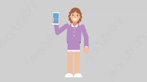 AE模板-WOMAN TEACHER 55 Showing Phone学校课堂女性教师老师展示手机扁平人物职业角色