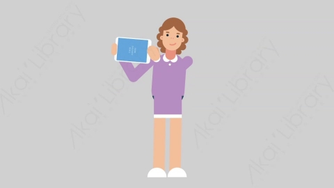 AE模板-WOMAN TEACHER 56 Showing Tablet学校课堂女性教师老师展示平板电脑扁平人物职业角色