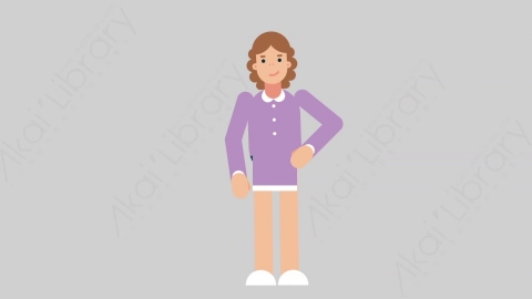 AE模板-WOMAN TEACHER 60 Standing学校课堂女性教师老师站立扁平人物职业角色