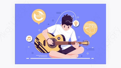 图片素材-搞音乐弹吉他的男孩