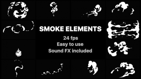 AE模板-手绘烟雾元素-2动态爆炸