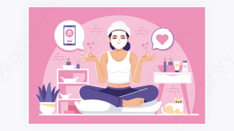 图片素材-女生自我皮肤护理概念图