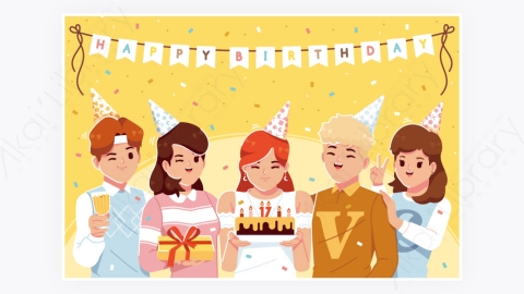 图片素材-人们庆祝生日背景