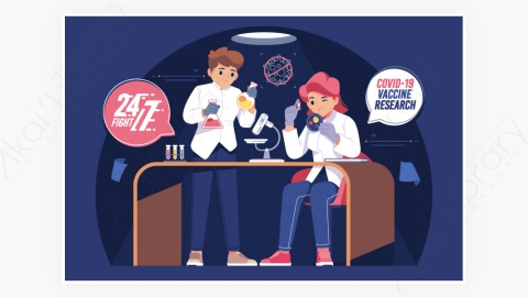 图片素材-新冠病毒冠状肺炎冠状病毒插图的科学家疫苗研究