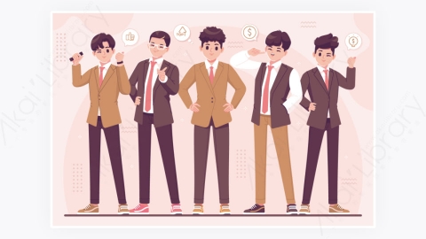 图片素材-商务企业金融职业商人卡通人物合集