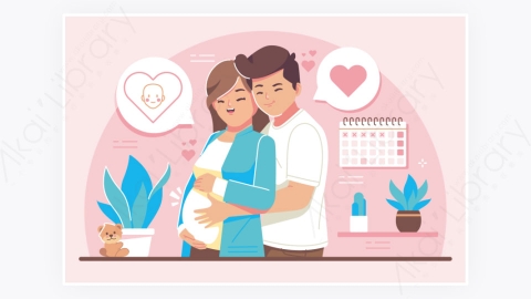 图片素材-夫妻怀孕概念平面设计插图
