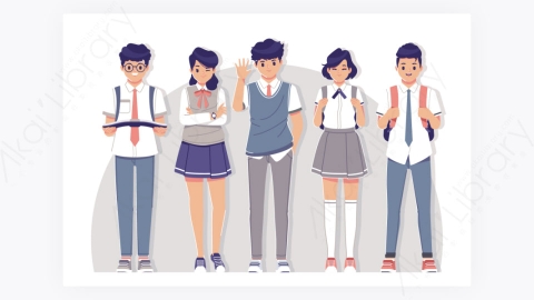 图片素材-学生穿着制服角色集合