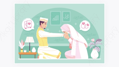图片素材-伊斯兰婚礼结婚卡通人物插图