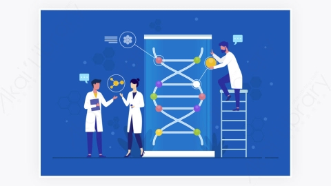 图片素材-持有dna分子平面设计科学家