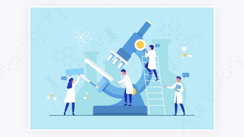 图片素材-平面设计科学概念显微镜研究