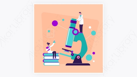 图片素材-显微镜平面设计科学概念图