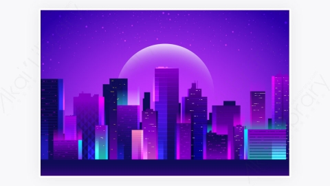 图片素材-科技未来派夜晚城市背景-10