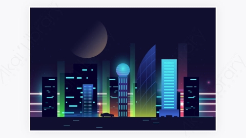图片素材-科技未来派夜晚城市背景-25
