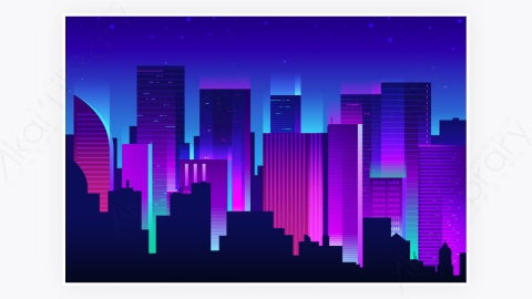 图片素材-科技未来派夜晚城市背景-7