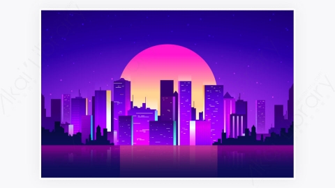 图片素材-科技未来派夜晚城市背景-9