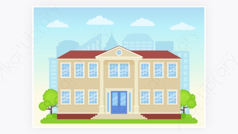 图片素材-大学门面插图建筑前视图-2