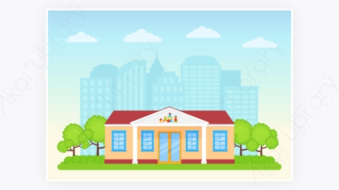 图片素材-幼儿园门面插图学龄前建筑的前视图-2