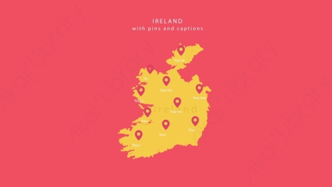 AE模板-MG扁平卡通地图坐标Ireland爱尔兰