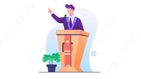 图片素材-演讲发言人登上台