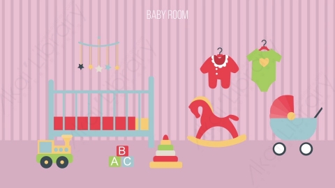 AE模板-MG扁平场景背景_Baby_Room儿童房