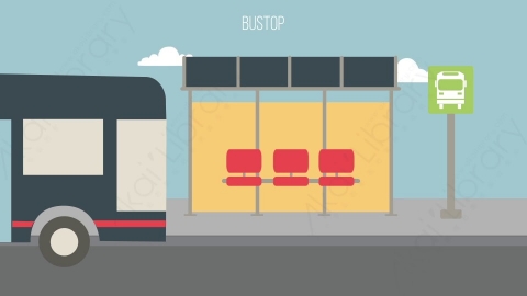 AE模板-MG扁平场景背景_BusStop公交站