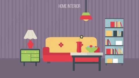 AE模板-MG扁平场景背景_Home_Interior客厅