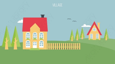 AE模板-MG扁平场景背景_Village乡村
