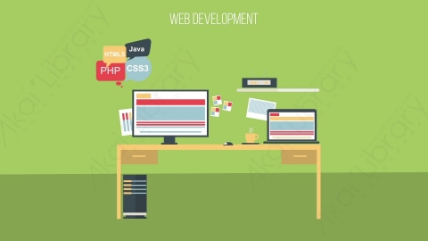 AE模板-MG扁平场景背景_Web_Development工作室电脑办公桌