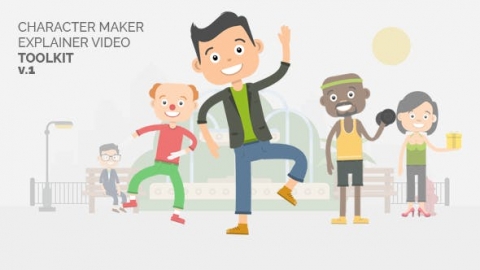 AE模板-MG卡通角色场景演示动画制作工具包Character_Maker_Explainer_Video_Toolkit