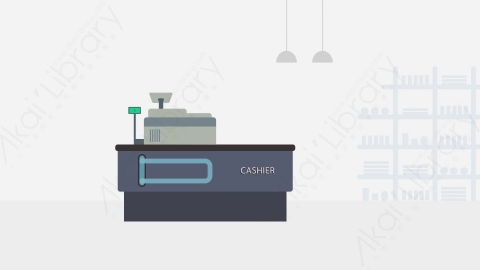 AE模板-MG扁平场景背景Store_Cashier超市商店收银台