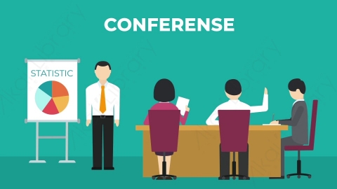 AE模板-MG扁平商务办公场景Conferense检查汇报工作