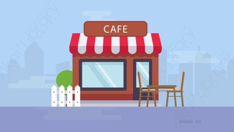AE模板-MG扁平场景背景Cafe咖啡店商店