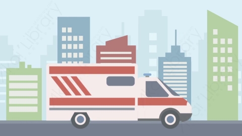 AE模板-MG扁平场景Ambulance_Motion救护车在城市都市街道