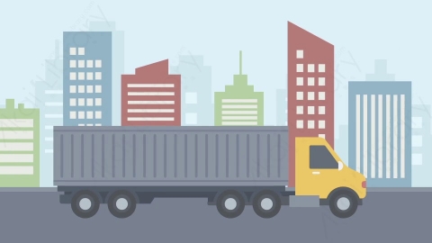 AE模板-MG扁平场景Truck_Scene卡车运输在都市城市行驶