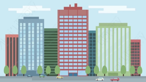 AE模板-MG扁平场景背景Business_Center城市都市高楼大厦