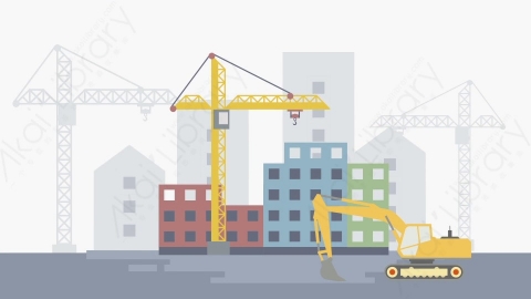 AE模板-MG扁平场景背景Construction_BG_01施工工地