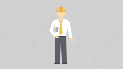 AE模板-MG扁平工人人物角色Foreman_Greeting