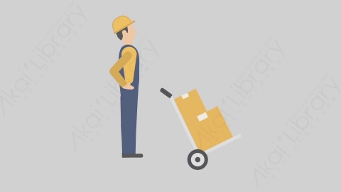 AE模板-MG扁平物流配送人物角色Worker_Hand_Truck