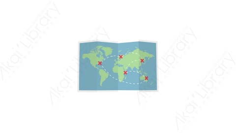 AE模板-MG扁平教育元素图标Map_Travel地图