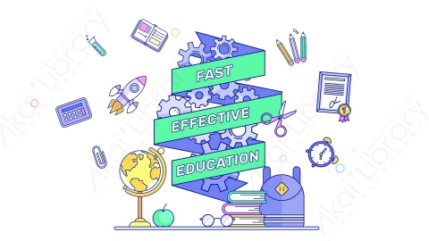 AE模板-MG扁平场景01_Ribbons_Education教育图标组合