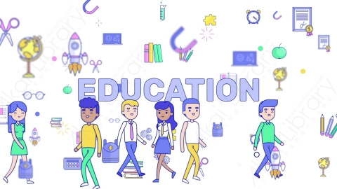 AE模板-MG扁平场景22_People_Education人在教育图标里走动