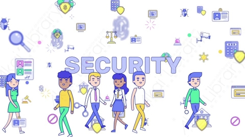 AE模板-MG扁平场景24_People_Security人在安全图标里走动