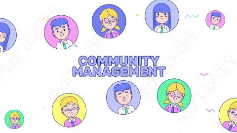 AE模板-MG扁平场景29_Community_Management用户头像展示