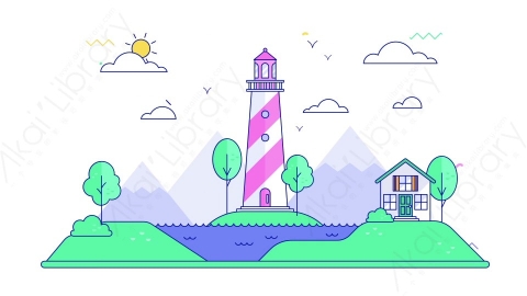 AE模板-MG扁平场景31_Lighthouse灯塔户外