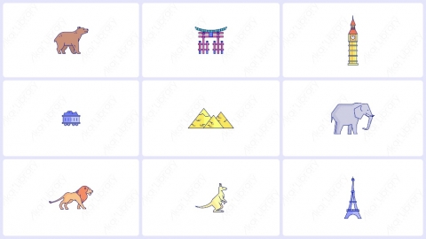 AE模板-MG扁平地图建筑动物元素图标Map_Icons