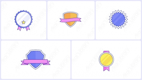 AE模板-MG扁平奖章徽章元素图标包Badges