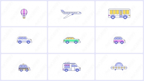 AE模板-MG扁平交通工具元素图标包Transport